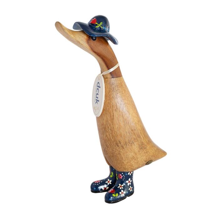 DCUK Natural Finish Duckling with Floral Hat & Welly Boots -Blue-1